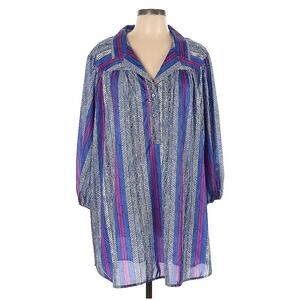 NWT Vintage Dani J. LA Tunic Blue Striped Shirt Wearable Art Wear Lagenlook 16